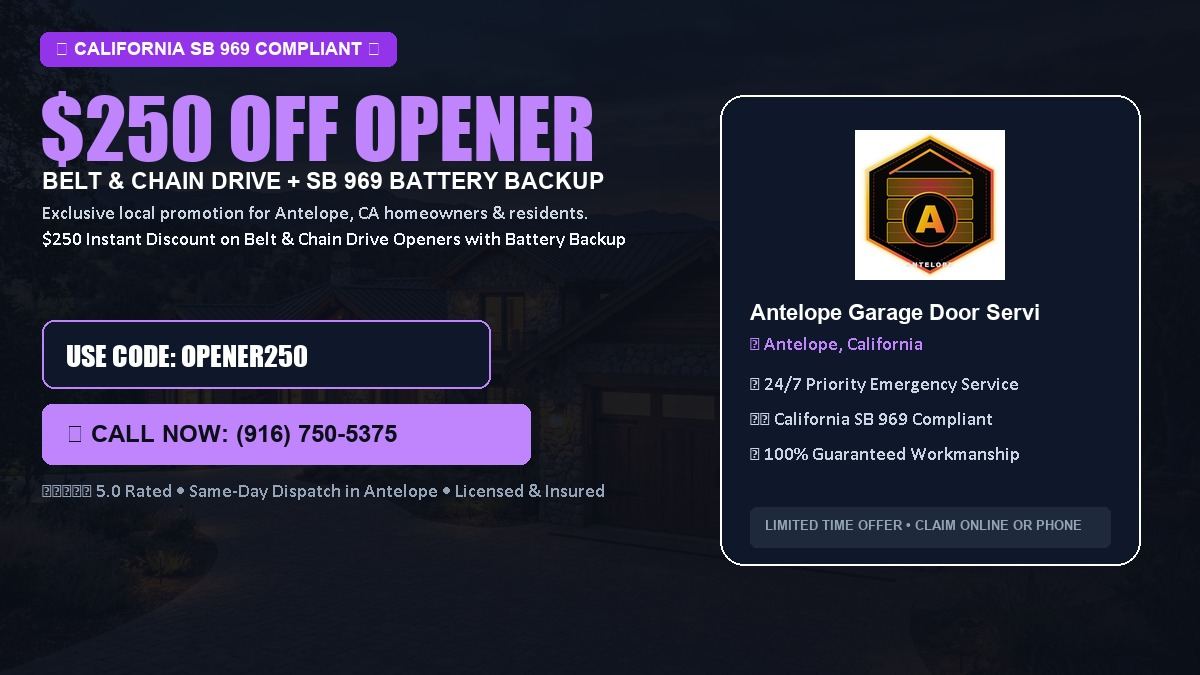 Antelope Garage Door Service $250 OFF Premium LiftMaster Opener Installation in Antelope, CA
